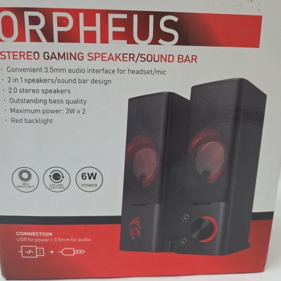 Redragon GS550 PC Gaming Speakers 2.0 Channel Desktop Computer Sound Bar Compact - Picture 8 of 8